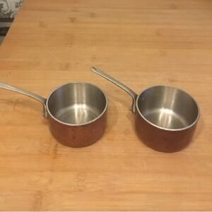 Copper and Silver Saucepan Set